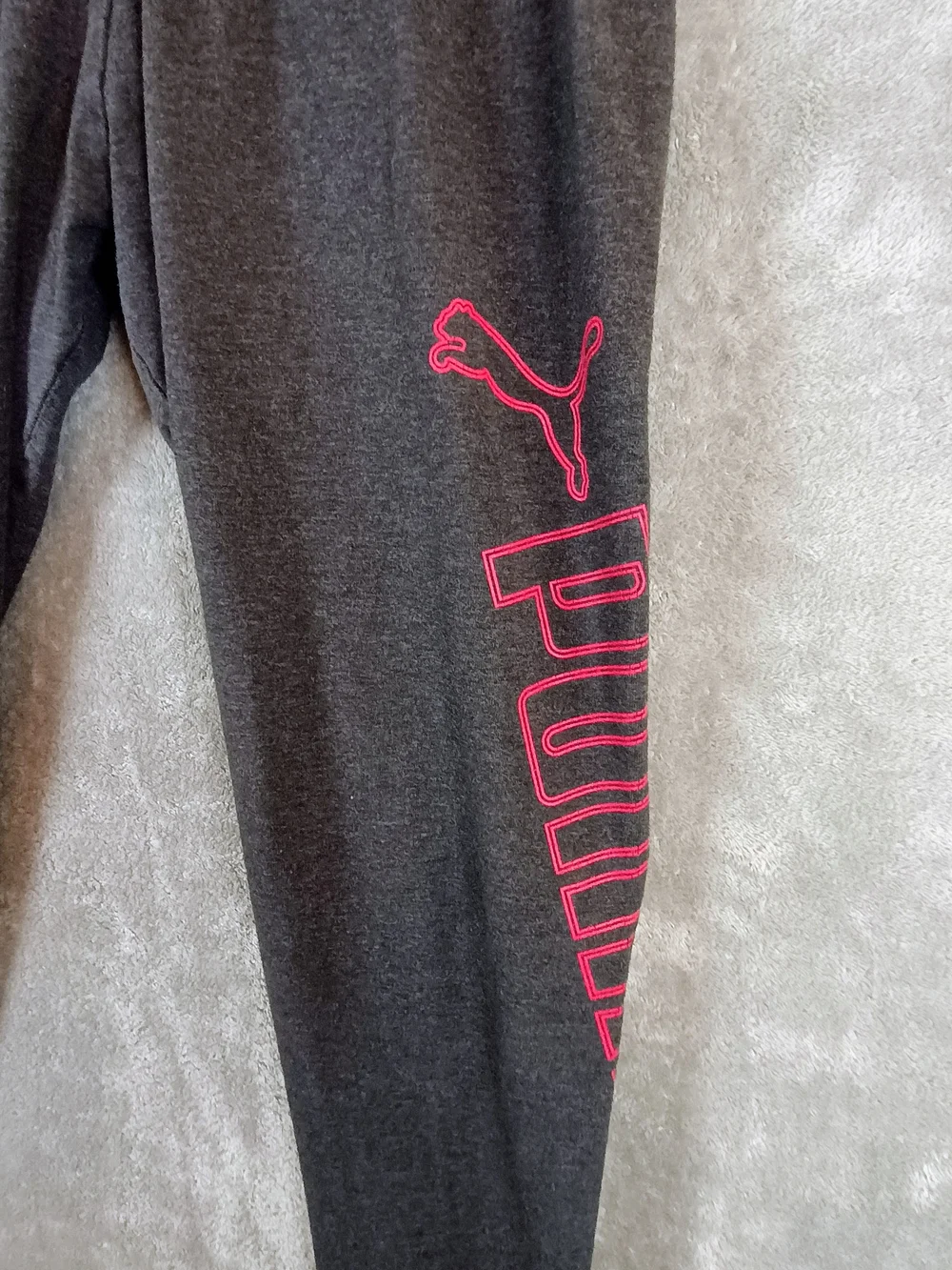 Puma Kids' Girls Charcoal Leggings with Pink Logo Size Large